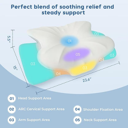 ZeroZillo Cervical Neck Pillow for Sleeping – Ergonomic Contour Memory Foam Pillow with Dual Height Neck Support, Cooling Breathable Pillowcase