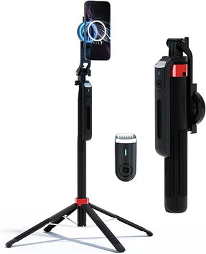 Dieoski Magnetic Phone Tripod & Selfie Stick with Remote – 49" Extendable 360° Rotating MagSafe-Compatible Smartphone Stand