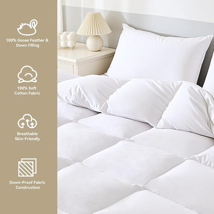 Tikuns Goose Down & Feather Duvet Insert – 100% Cotton Winter Comforter, Assorted size