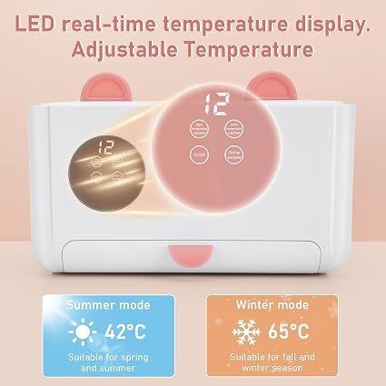 MYPIN Baby Wipe Warmer & Dispenser – 120-Wipe Large Capacity Wet Wipes & Facial Mask Warmer with Touchscreen LED Display, 4 Temperature Settings & Mirror