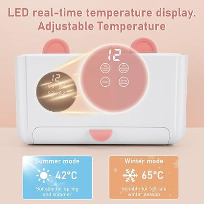 MYPIN Baby Wipe Warmer & Dispenser – 120-Wipe Large Capacity Wet Wipes & Facial Mask Warmer with Touchscreen LED Display, 4 Temperature Settings & Mirror