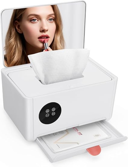 MYPIN Baby Wipe Warmer & Dispenser – 120-Wipe Large Capacity Wet Wipes & Facial Mask Warmer with Touchscreen LED Display, 4 Temperature Settings & Mirror