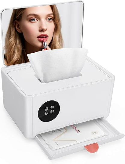 MYPIN Baby Wipe Warmer & Dispenser – 120-Wipe Large Capacity Wet Wipes & Facial Mask Warmer with Touchscreen LED Display, 4 Temperature Settings & Mirror