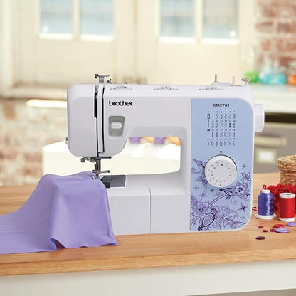 Brother XM2701 Sewing Machine – 27 Stitches, Automatic Needle Threader, 1-Step Buttonhole & 6 Sewing Feet