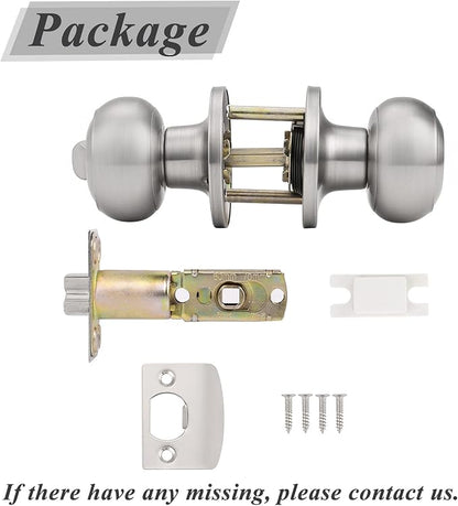 Probrico Privacy Door Knobs with Lock – Satin Nickel Interior Bedroom & Bathroom Door Handles