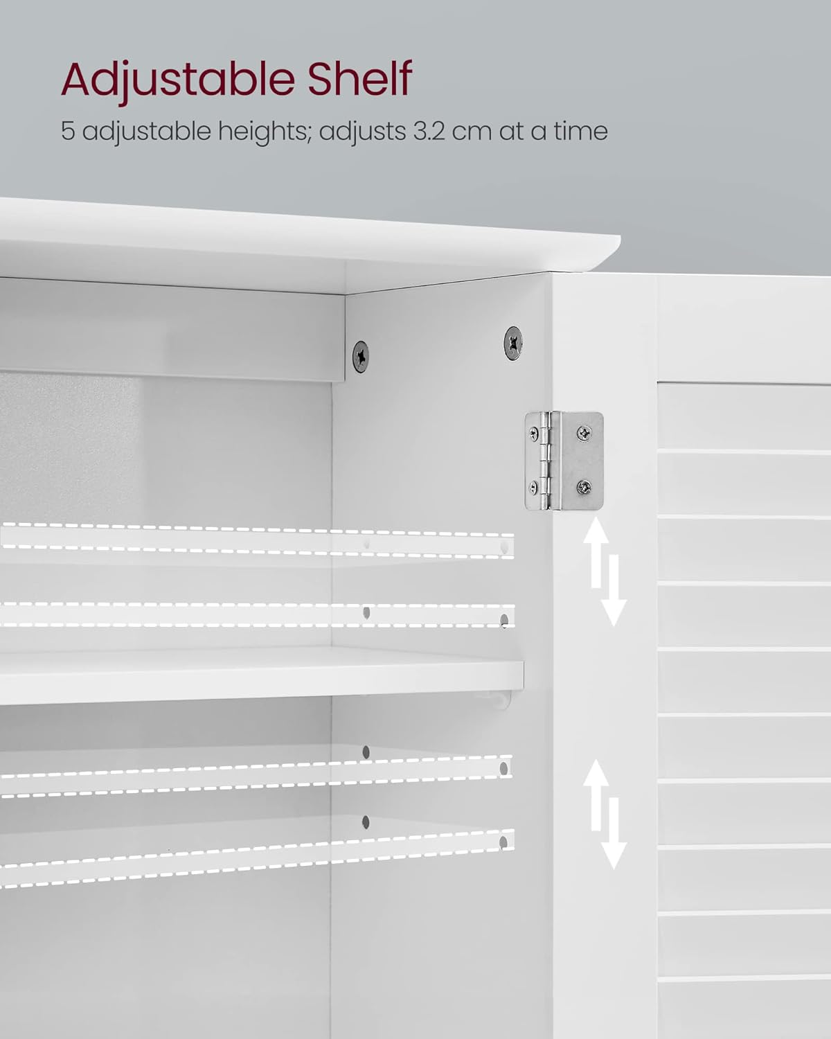 Wall Mounted Bathroom Storage Cabinet with Adjustable Shelf & Open Shelf – White Shutter Door Organizer BBC27WT