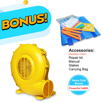 Commercial Grade Bounce House with Slide – 9.5′ x 6.6′ Kids Inflatable Bouncy Castle with Blower 6207