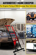 400 LBS over-engine creeper with padded deck and support rods
High-top automotive creeper work stand in use
Foldable engine creeper platform for cars and trucks
Adjustable mechanic creeper with height settings
Engine bay creeper stand with locking wheels and pouch