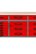 63" Heavy - Duty Metal Workbench with 15 Drawers | Garage Tool Storage Organizer - with Red | Sold by Uncle Wiener's Wholesale