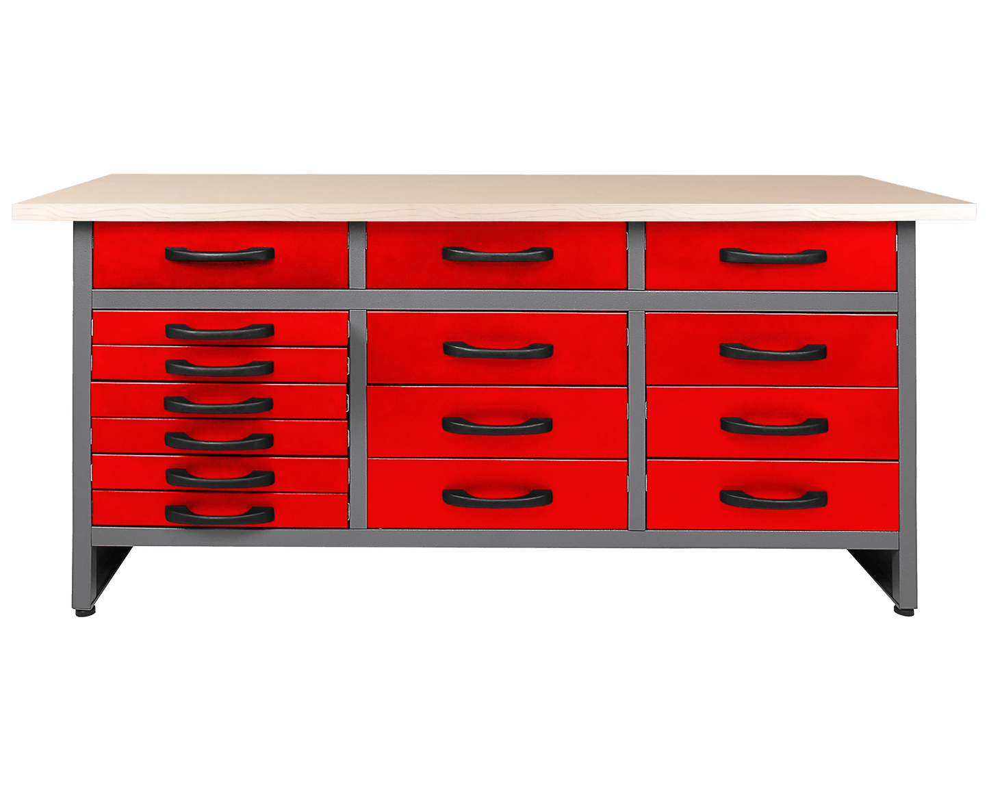 63" Heavy - Duty Metal Workbench with 15 Drawers | Garage Tool Storage Organizer - with Red | Sold by Uncle Wiener's Wholesale