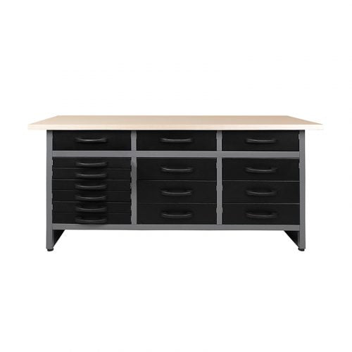 63" Heavy - Duty Metal Workbench with 15 Drawers | Garage Tool Storage Organizer - with Black | Sold by Uncle Wiener's Wholesale