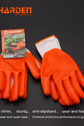 Harden 9 anti-slip garden gloves in gray and black
Comfortable gardening gloves with textured grip palms
Orange heavy-duty gloves for outdoor work
Multi-color work gloves displayed side by side
Durable gloves for gardening and tool handling
Protective gloves for landscaping and farm work