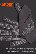Harden 9 anti-slip garden gloves in gray and black
Comfortable gardening gloves with textured grip palms
Orange heavy-duty gloves for outdoor work
Multi-color work gloves displayed side by side
Durable gloves for gardening and tool handling
Protective gloves for landscaping and farm work