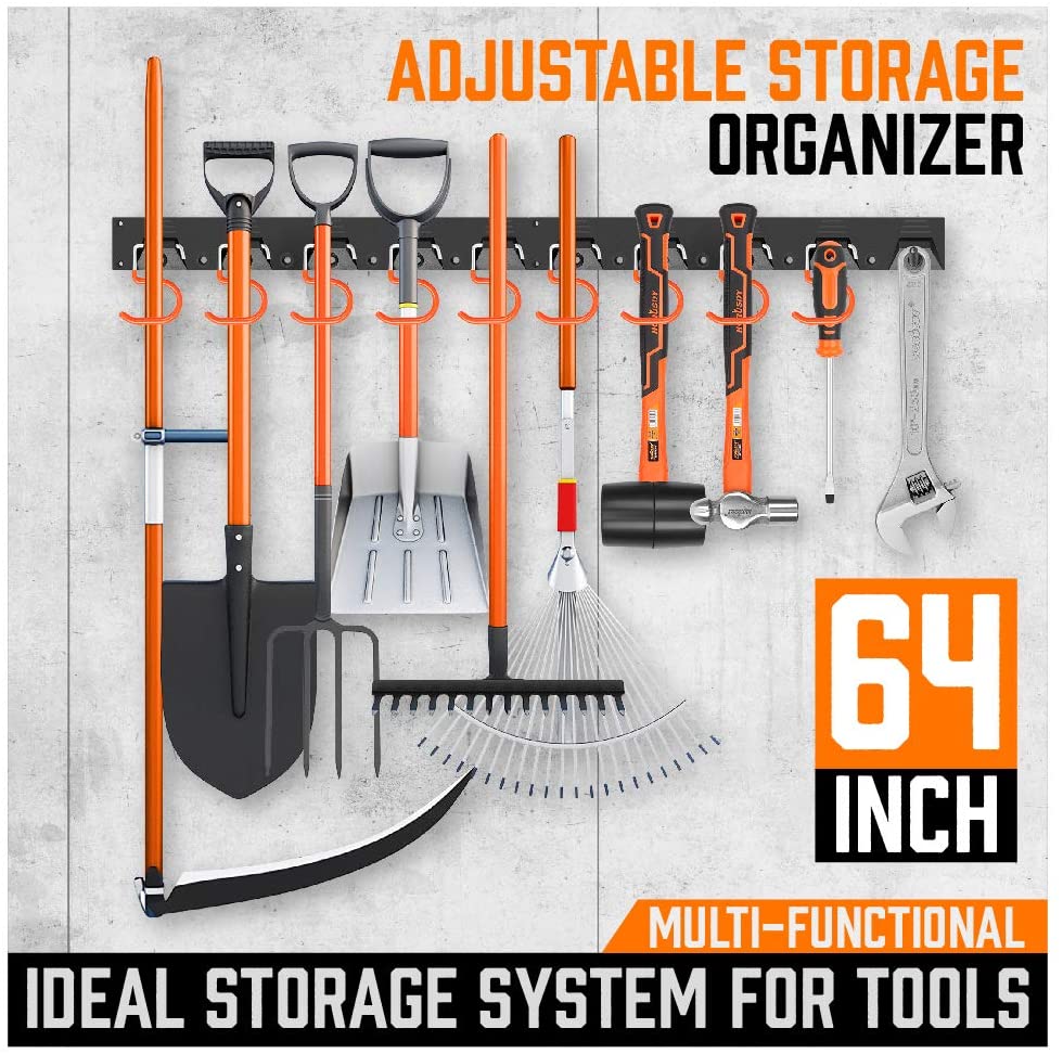 64" Garage Tool Organizer Wall Mount with Adjustable Hooks & Rails – Heavy - Duty Storage System WT21392 - with | Sold by Uncle Wiener's Wholesale