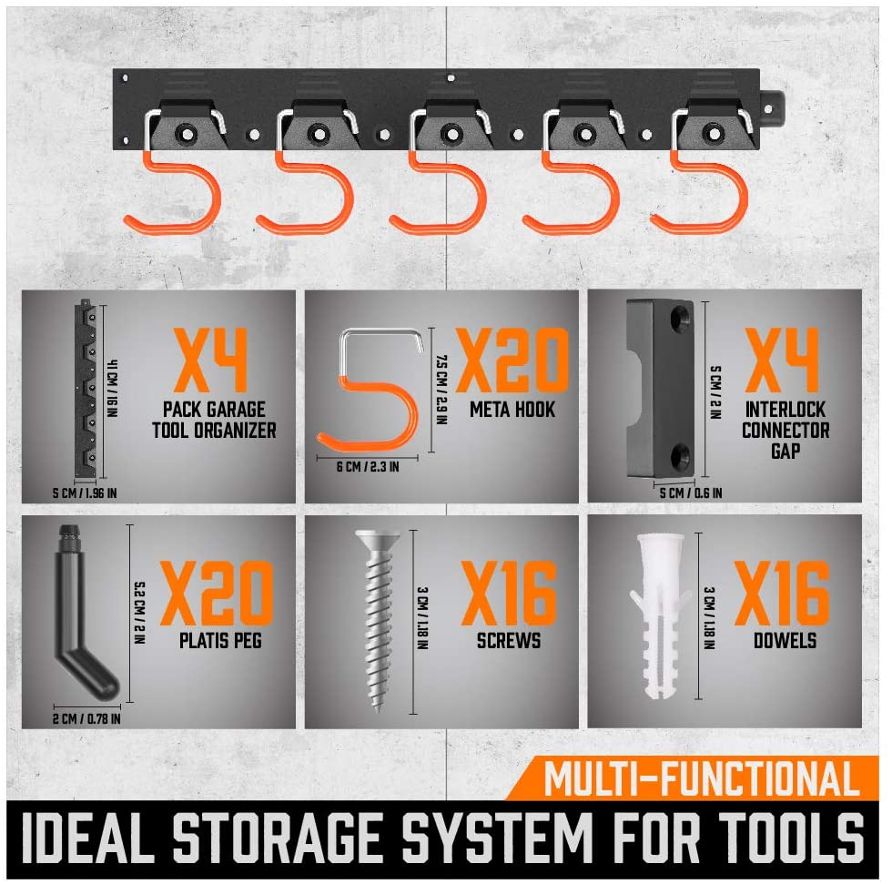 64" Garage Tool Organizer Wall Mount with Adjustable Hooks & Rails – Heavy - Duty Storage System WT21392 - with | Sold by Uncle Wiener's Wholesale