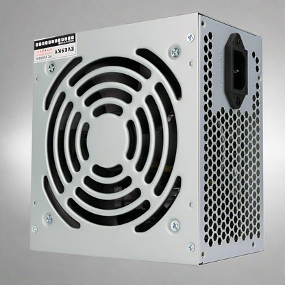 650W modular ATX power supply with flat black cables
80+ Gold-rated PSU with USA plug and quiet fan
Side view of 650W semi-modular gaming PSU