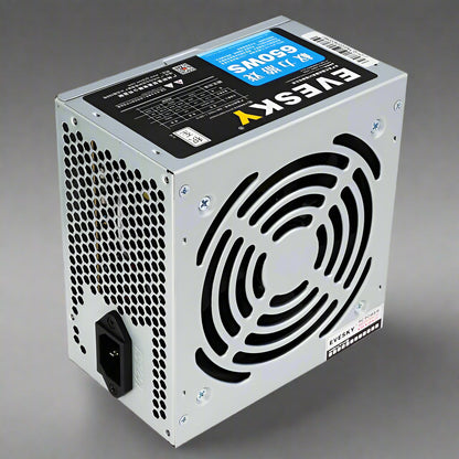 650W modular ATX power supply with flat black cables
80+ Gold-rated PSU with USA plug and quiet fan
Side view of 650W semi-modular gaming PSU