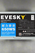 650W modular ATX power supply with flat black cables
80+ Gold-rated PSU with USA plug and quiet fan
Side view of 650W semi-modular gaming PSU