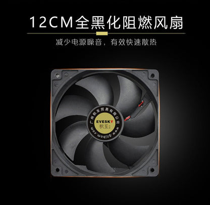 650W modular ATX power supply with flat black cables
80+ Gold-rated PSU with USA plug and quiet fan
Side view of 650W semi-modular gaming PSU