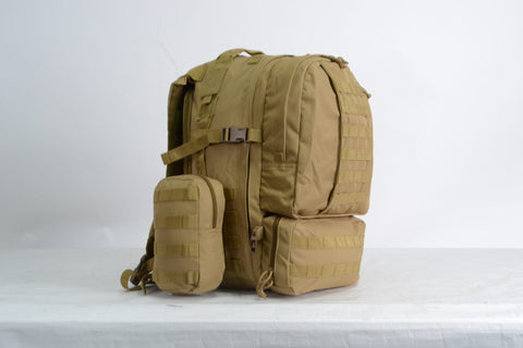 65L Army Assault Tactical Backpack – MOLLE Bug Out Bag A80431 | Military Hiking Rucksack for Men & Women - with Tan | Sold by Uncle Wiener's Wholesale