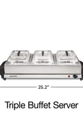 6.6 Qt. Stainless Steel Buffet Server with 3 - Crocks - with | Sold by Uncle Wiener's Wholesale