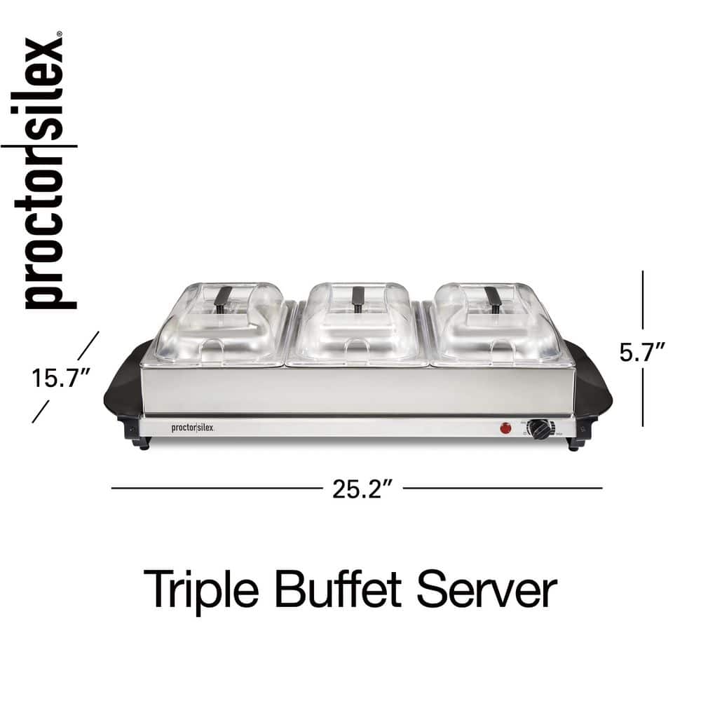 6.6 Qt. Stainless Steel Buffet Server with 3 - Crocks - with | Sold by Uncle Wiener's Wholesale