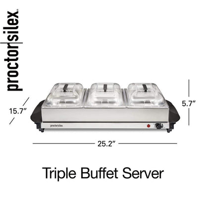 6.6 Qt. Stainless Steel Buffet Server with 3 - Crocks - with | Sold by Uncle Wiener's Wholesale
