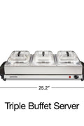 6.6 Qt. Stainless Steel Buffet Server with 3 - Crocks - with | Sold by Uncle Wiener's Wholesale