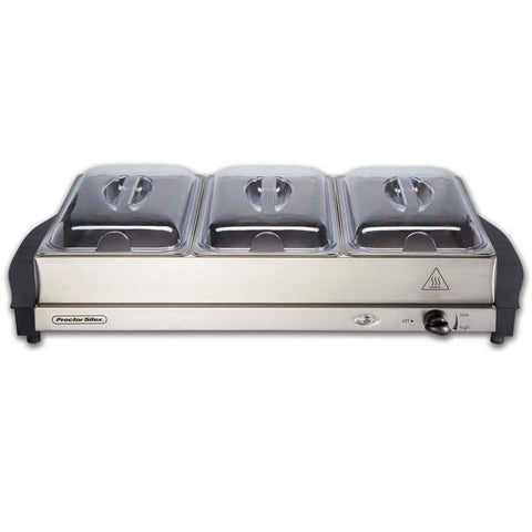 6.6 Qt. Stainless Steel Buffet Server with 3 - Crocks - with | Sold by Uncle Wiener's Wholesale
