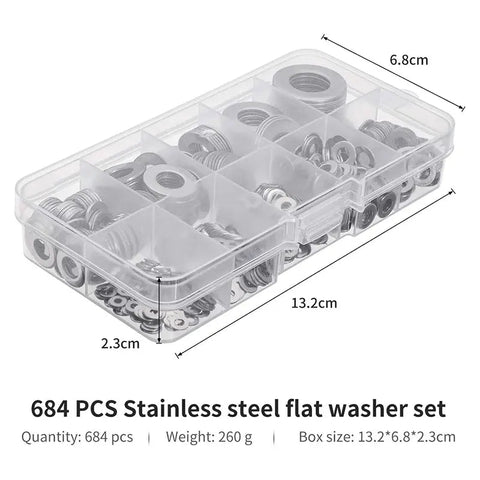 684pcs Flat Washer Stainless Steel Assortment Set FS010509 - with | Sold by Uncle Wiener's Wholesale
