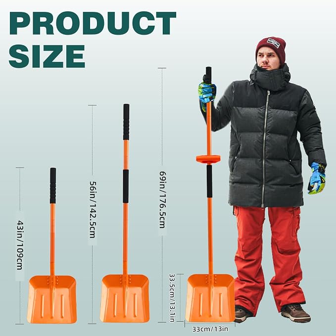 69-Inch Heavy Duty Snow Shovel – Large Capacity Metal Snow & Garden Shovel with Ergonomic Handle, Orange - Home products with | Sold by Uncle Wiener's Wholesale