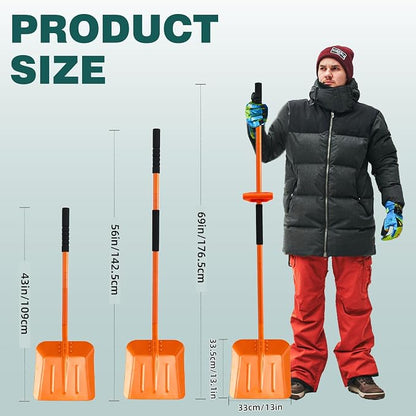 69-Inch Heavy Duty Snow Shovel – Large Capacity Metal Snow & Garden Shovel with Ergonomic Handle, Orange - Home products with | Sold by Uncle Wiener's Wholesale