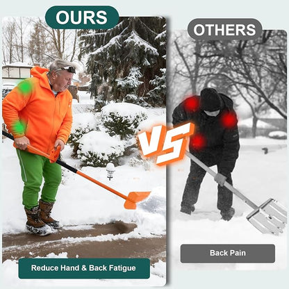 69-Inch Heavy Duty Snow Shovel – Large Capacity Metal Snow & Garden Shovel with Ergonomic Handle, Orange - Home products with | Sold by Uncle Wiener's Wholesale