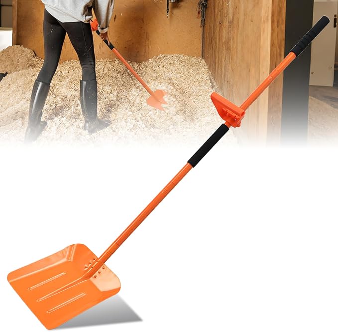 69-Inch Heavy Duty Snow Shovel – Large Capacity Metal Snow & Garden Shovel with Ergonomic Handle, Orange - Home products with | Sold by Uncle Wiener's Wholesale