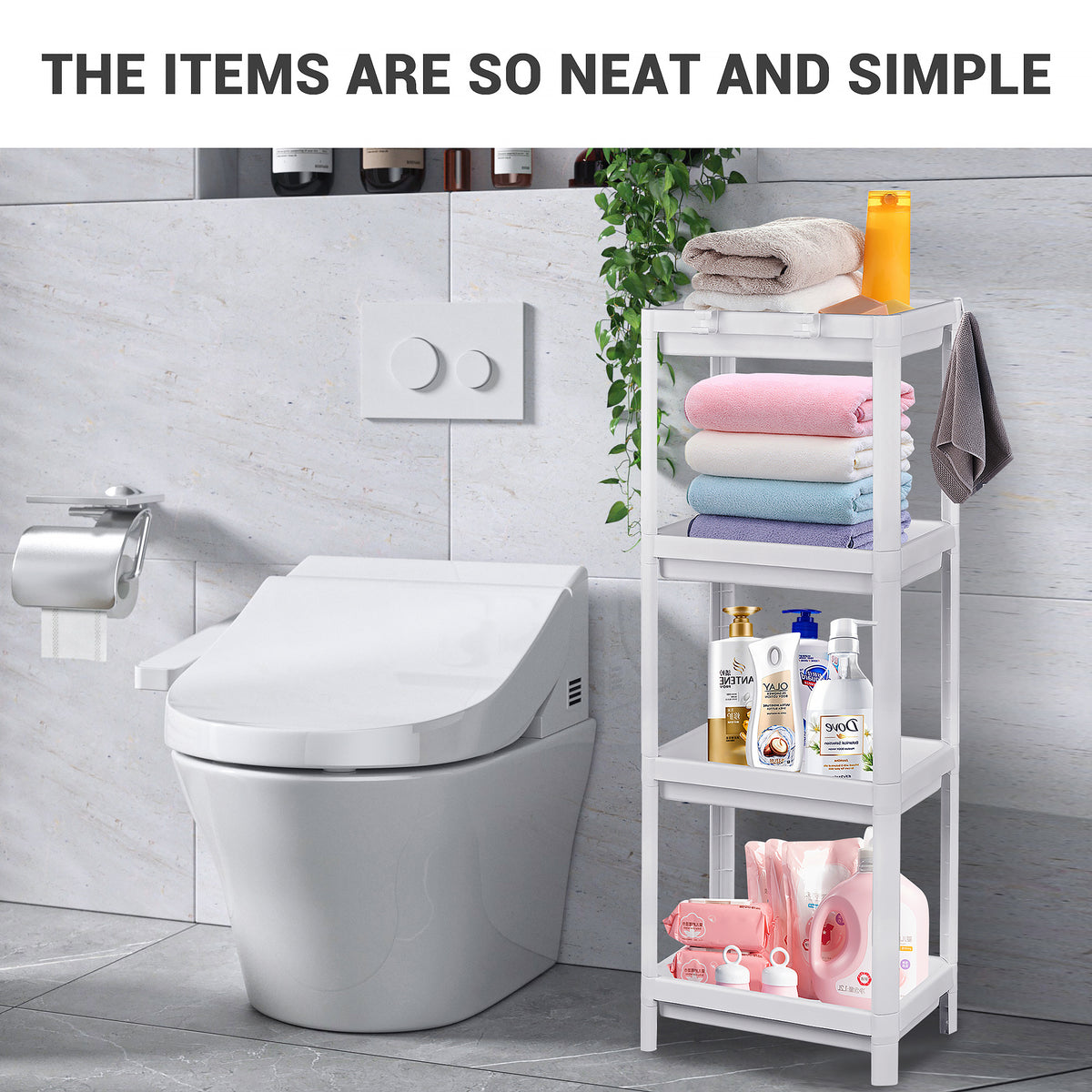 2 Pack Slim 4-Tier Plastic Storage Shelves 9 in Narrow Waterproof Organizer Rack for Kitchen, Bathroom & Under Sink AMPPR04