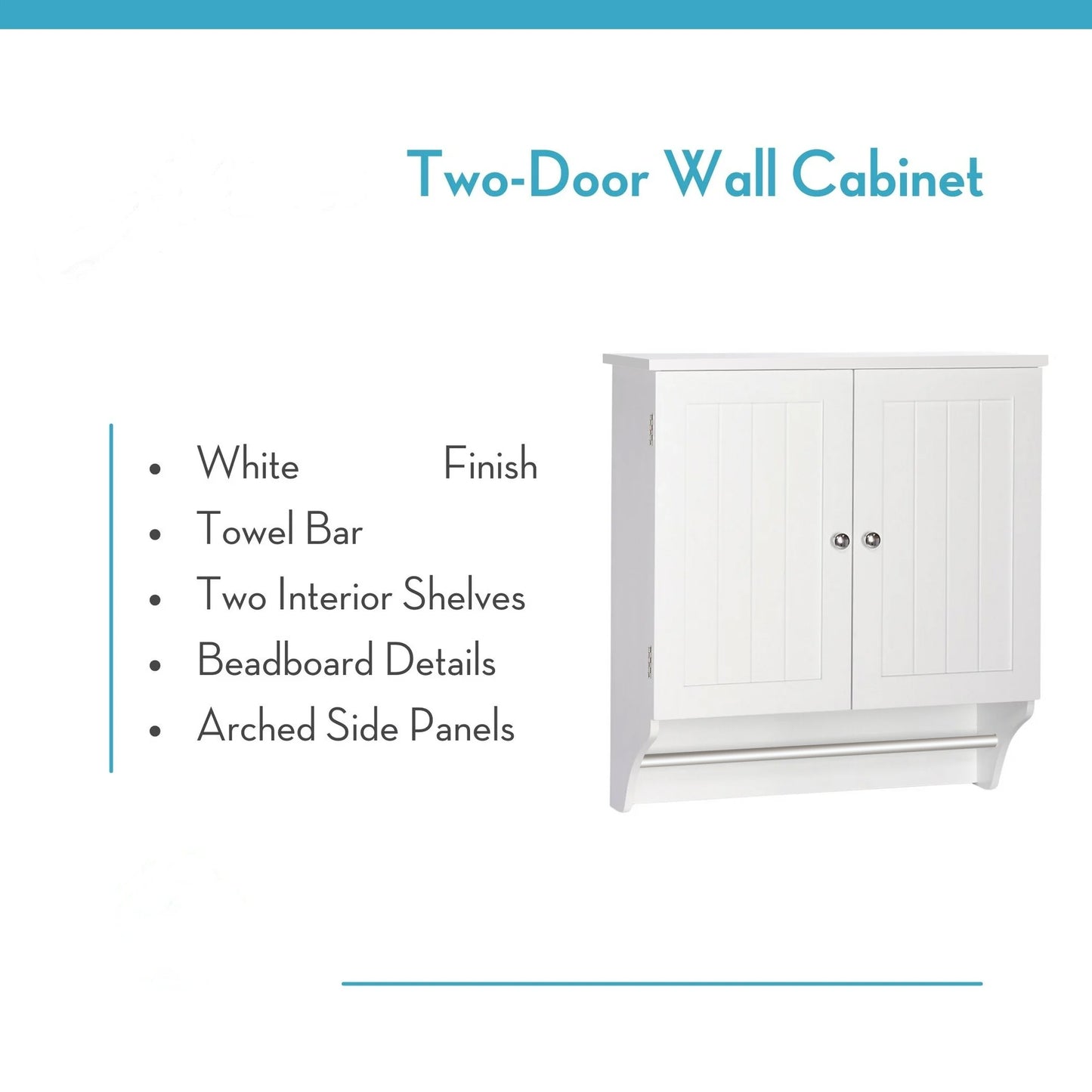 2 Door Bathroom Medicine Cabinet Wall Mounted Storage with Towel Bar White / Grey