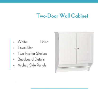 2 Door Bathroom Medicine Cabinet Wall Mounted Storage with Towel Bar White / Grey