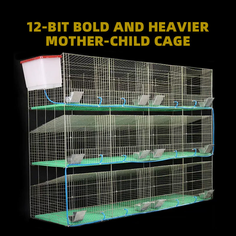 12-Rabbit Galvanized Wire Rabbit Cage with Multi-Level Design &amp; Feed/Water System RBT12