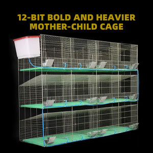 12-Rabbit Galvanized Wire Rabbit Cage with Multi-Level Design &amp; Feed/Water System RBT12