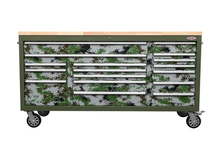 6FT 17 - Drawer Tool Bench Workstation & Tool Box – Heavy - Duty Rolling Workbench with Power Outlets & USB | Multi - Color Options - with Savannah Stealth | Sold by Uncle Wiener's Wholesale