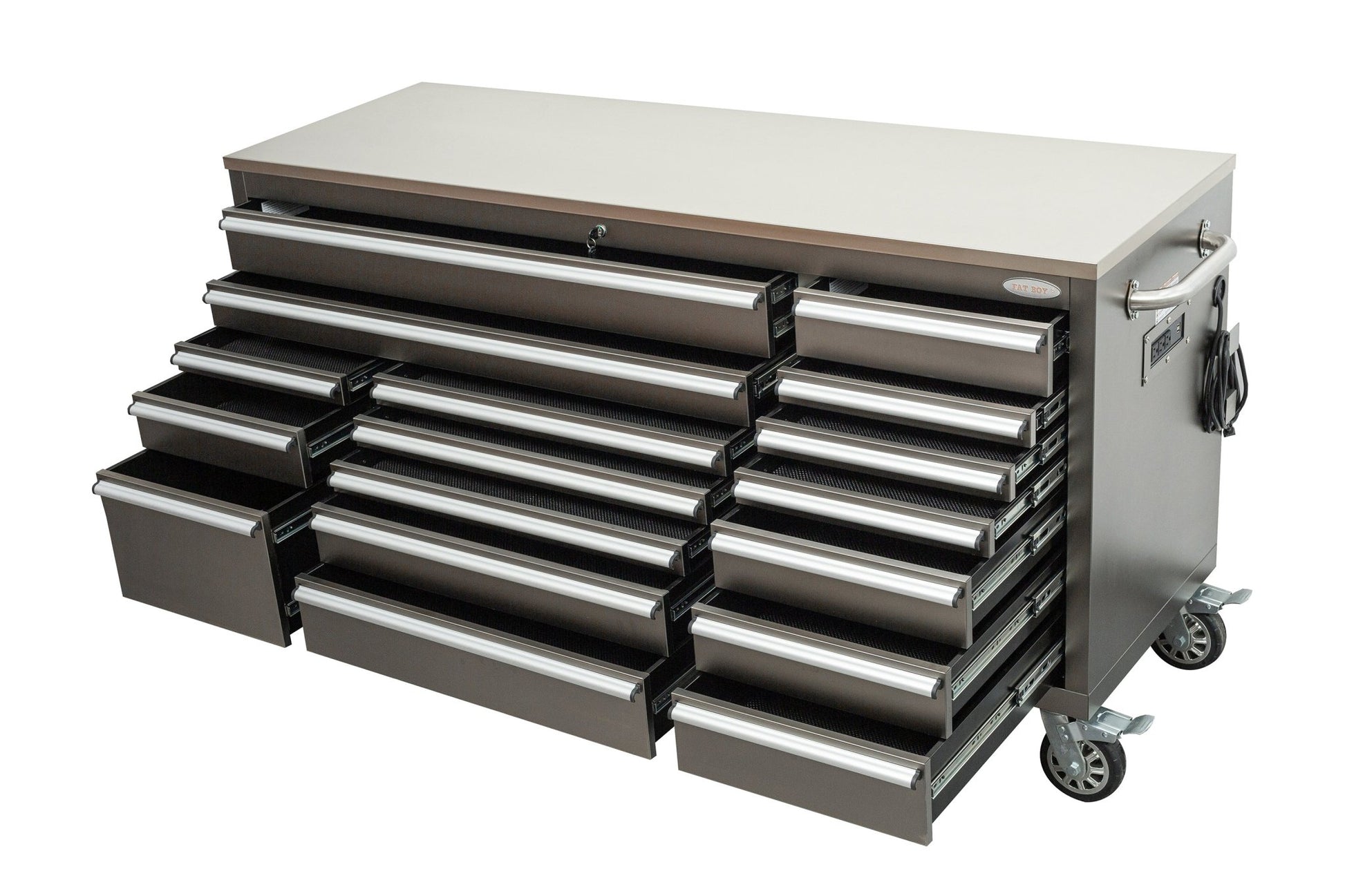6FT 17 - Drawer Tool Bench Workstation & Tool Box – Heavy - Duty Rolling Workbench with Power Outlets & USB | Multi - Color Options - with Gunmetal Gray Anti Scratch | Sold by Uncle Wiener's Wholesale