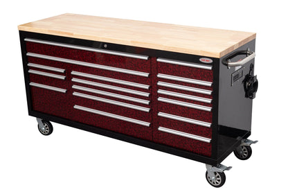 6FT 17 - Drawer Tool Bench Workstation & Tool Box – Heavy - Duty Rolling Workbench with Power Outlets & USB | Multi - Color Options - with Ghostfire Carbon Edition | Sold by Uncle Wiener's Wholesale