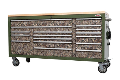 6FT 17 - Drawer Tool Bench Workstation & Tool Box – Heavy - Duty Rolling Workbench with Power Outlets & USB | Multi - Color Options - with Grassland Hunter | Sold by Uncle Wiener's Wholesale