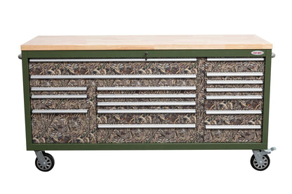 6FT 17 - Drawer Tool Bench Workstation & Tool Box – Heavy - Duty Rolling Workbench with Power Outlets & USB | Multi - Color Options - with Grassland Hunter | Sold by Uncle Wiener's Wholesale