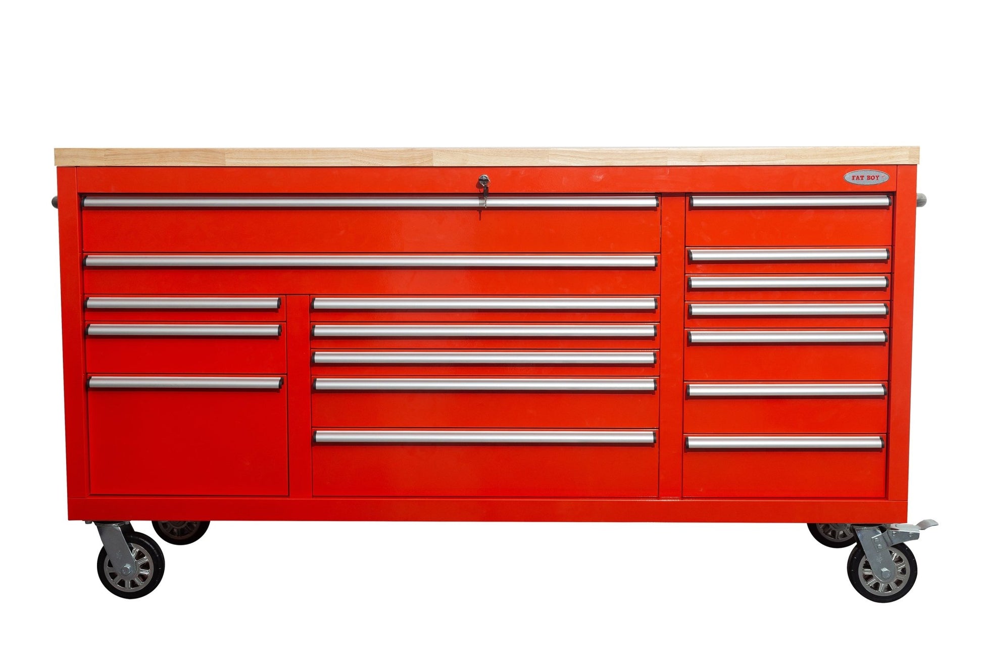 6FT 17 - Drawer Tool Bench Workstation & Tool Box – Heavy - Duty Rolling Workbench with Power Outlets & USB | Multi - Color Options - with Inferno Red | Sold by Uncle Wiener's Wholesale