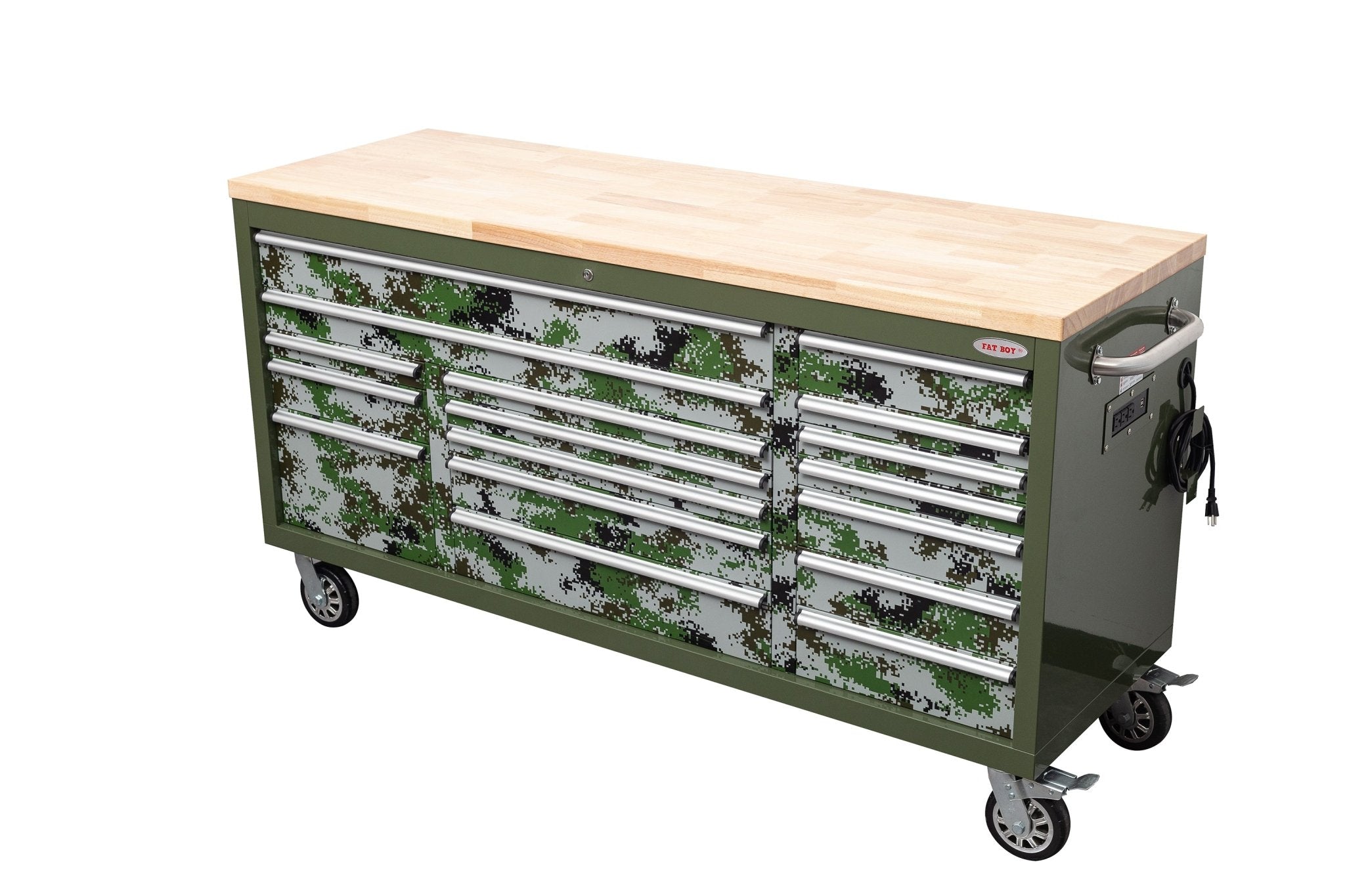 6FT 17 - Drawer Tool Bench Workstation & Tool Box – Heavy - Duty Rolling Workbench with Power Outlets & USB | Multi - Color Options - with Green Ops Digital | Sold by Uncle Wiener's Wholesale