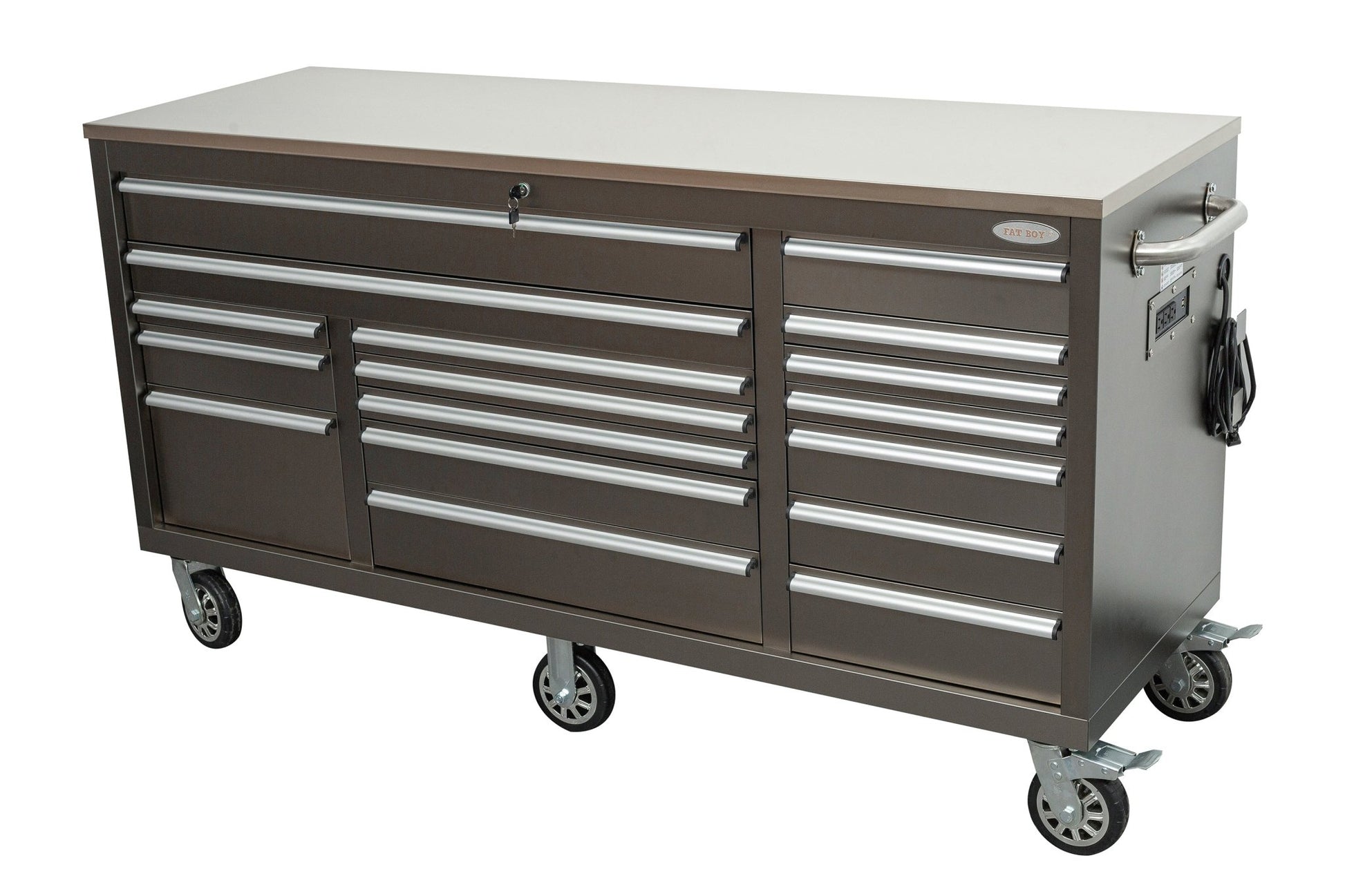 6FT 17 - Drawer Tool Bench Workstation & Tool Box – Heavy - Duty Rolling Workbench with Power Outlets & USB | Multi - Color Options - with Gunmetal Gray Anti Scratch | Sold by Uncle Wiener's Wholesale