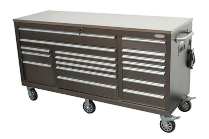 6FT 17 - Drawer Tool Bench Workstation & Tool Box – Heavy - Duty Rolling Workbench with Power Outlets & USB | Multi - Color Options - with Gunmetal Gray Anti Scratch | Sold by Uncle Wiener's Wholesale