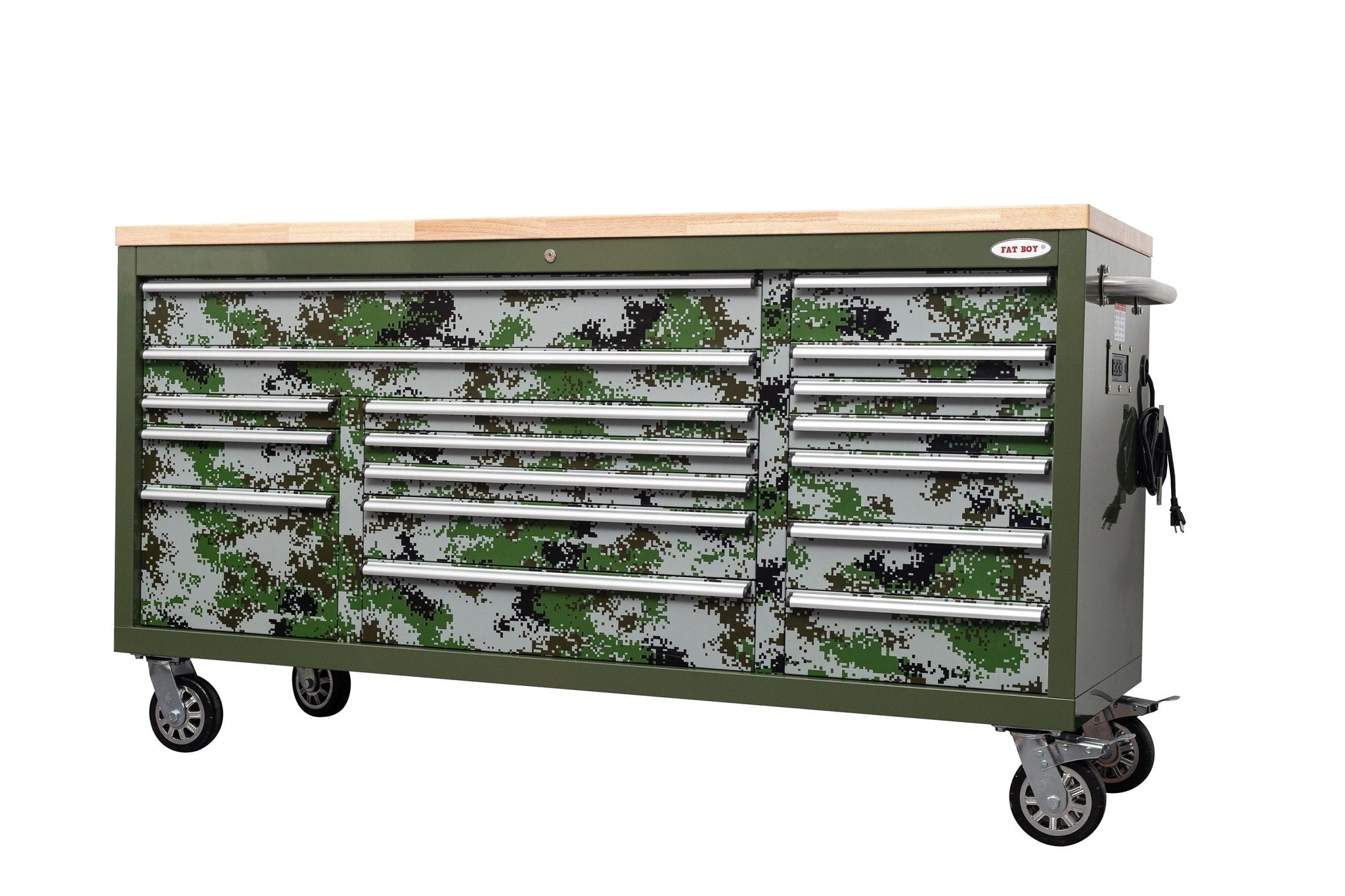 6FT 17 - Drawer Tool Bench Workstation & Tool Box – Heavy - Duty Rolling Workbench with Power Outlets & USB | Multi - Color Options - with Green Ops Digital | Sold by Uncle Wiener's Wholesale