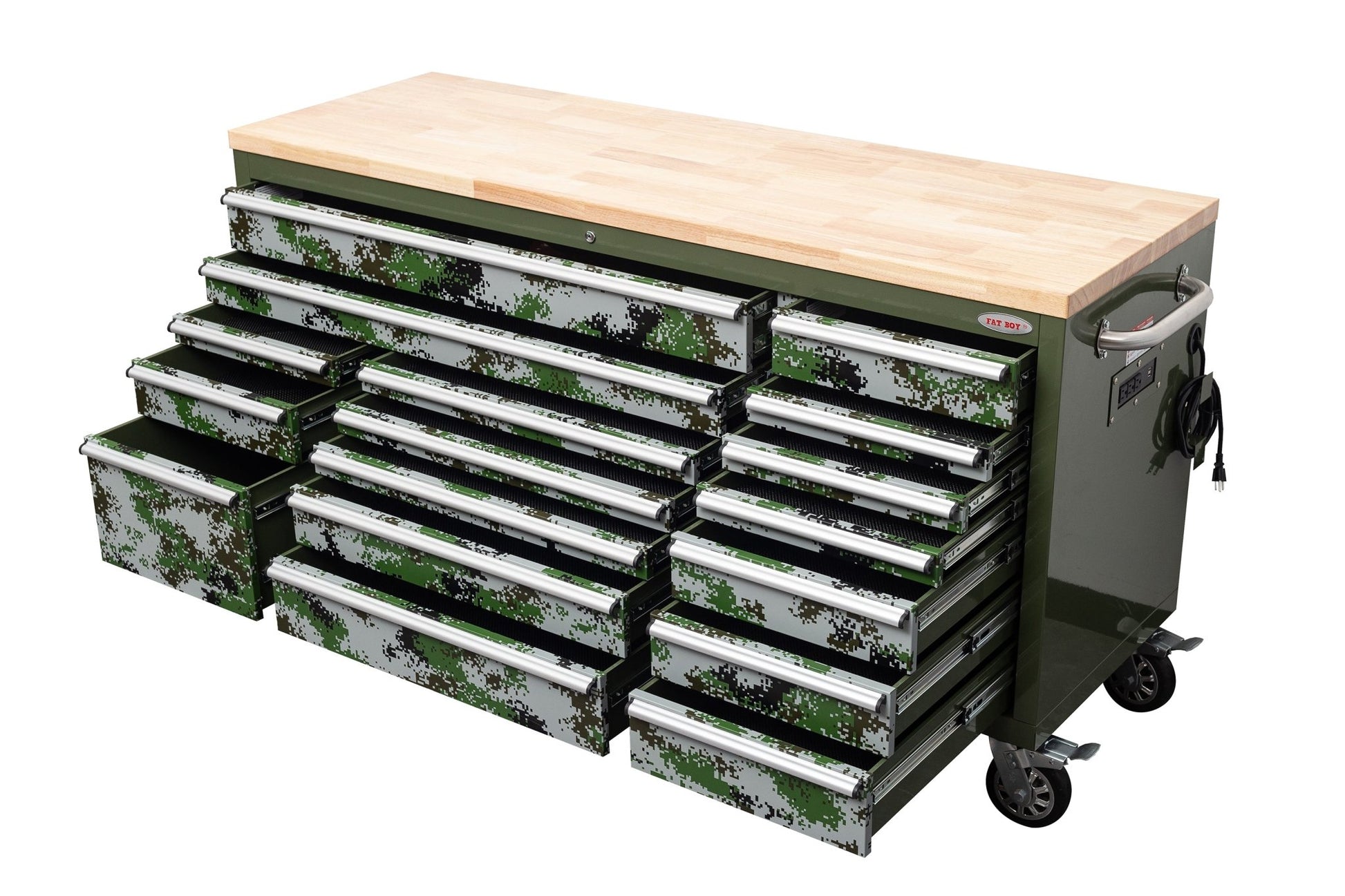 6FT 17 - Drawer Tool Bench Workstation & Tool Box – Heavy - Duty Rolling Workbench with Power Outlets & USB | Multi - Color Options - with Savannah Stealth | Sold by Uncle Wiener's Wholesale